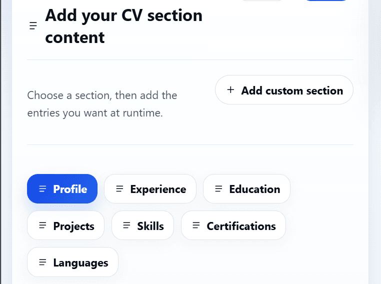CVMaker browser resume builder screenshot showing template choice and live CV preview — extra screenshot 4